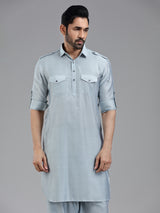 Serene pastle blue mens pathani kurta set