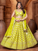 Silk lehenga choli in light green