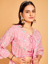 Silk pink designer lehenga suit