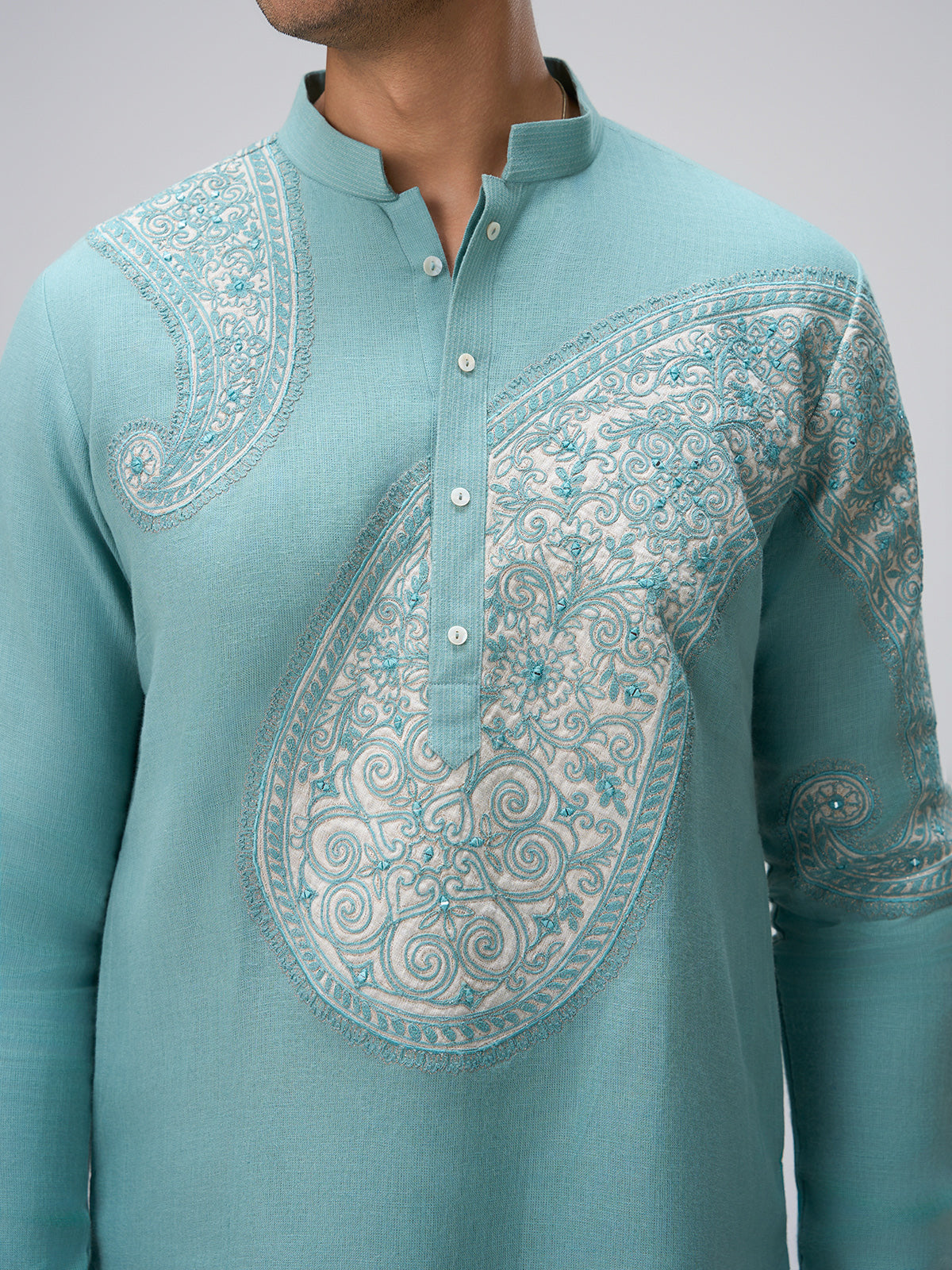 Sky blue aabla kurta pajama men