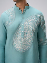 Sky blue aabla kurta pajama men