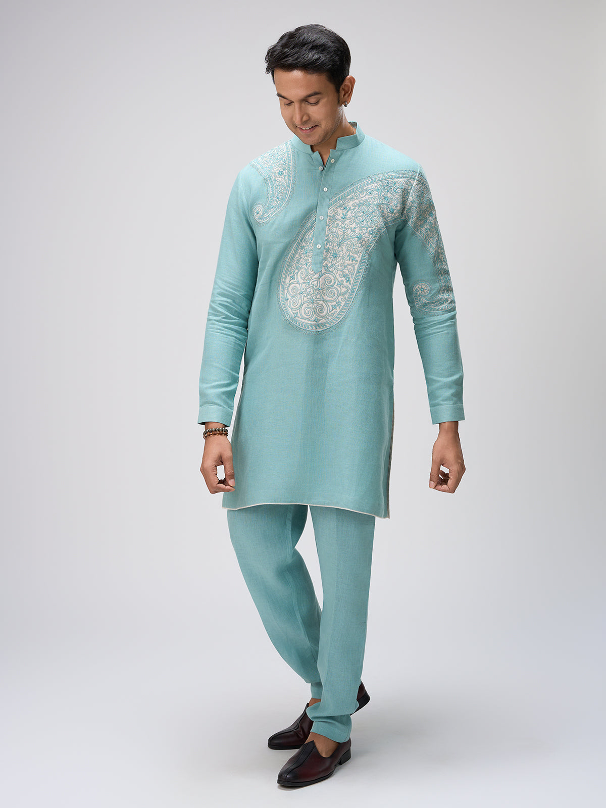 Sky blue aabla kurta pajama men