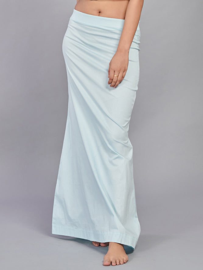 Sky blue lycra cotton saree shapewear
