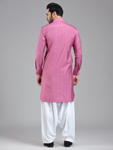 Striking elegant dark pink pathani suit for men