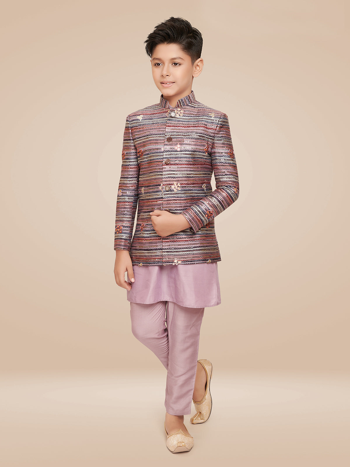Stunning purple silk indowestern