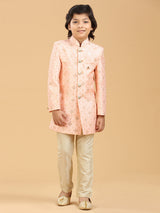 Stylish peach silk indowestern