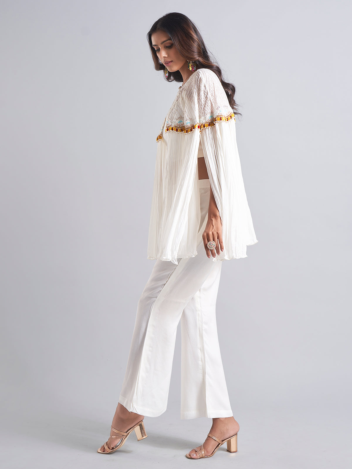 Stylish white palazzo salwar suit in georgette