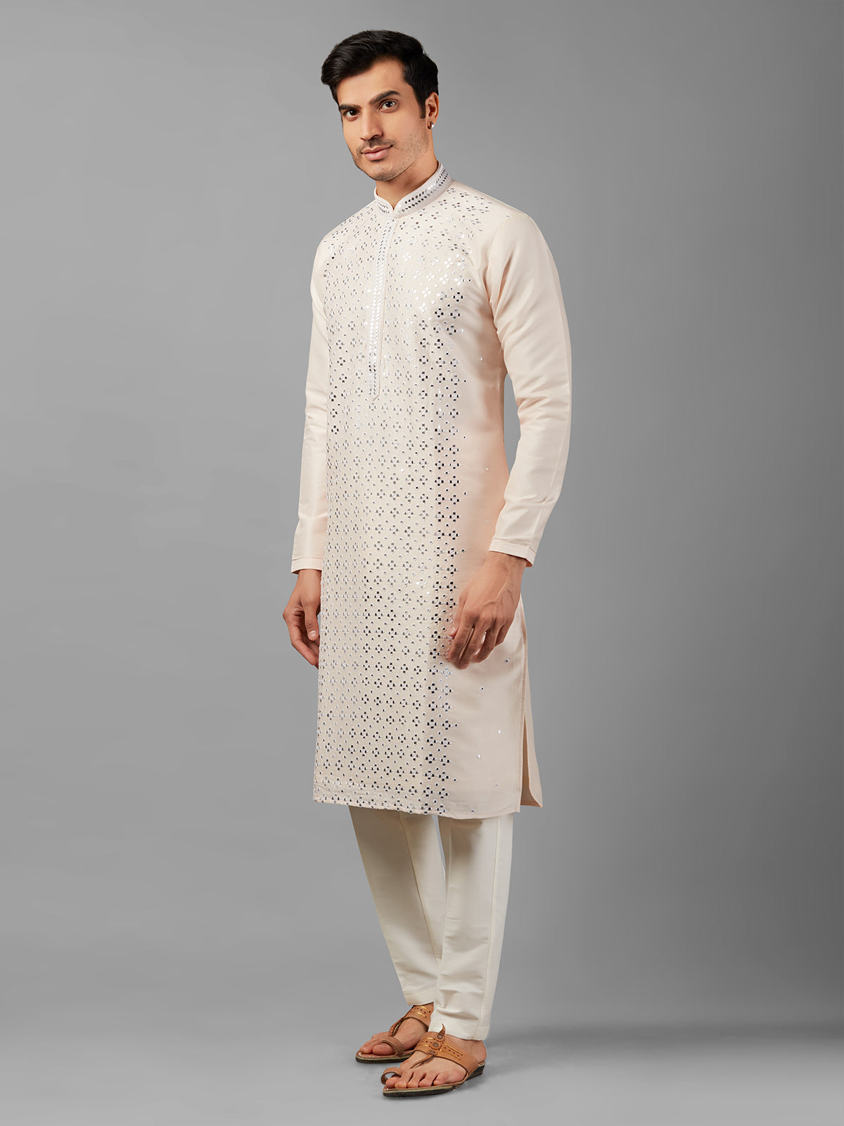 Stylish white silk kurta suit