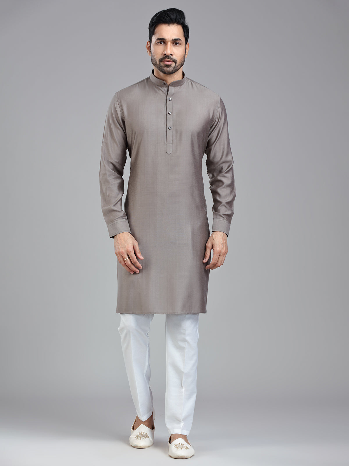 Taupe grey festival ready kurta pajama for men