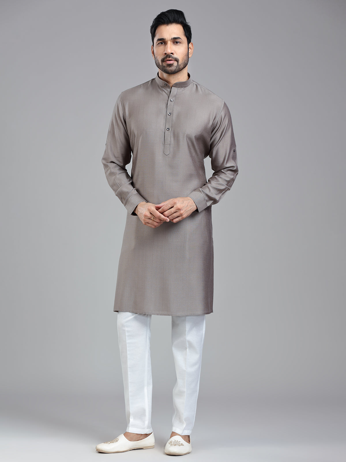 Taupe grey festival ready kurta pajama for men