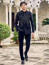 Classy terry rayon navy jodhpuri suit