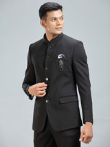 Timeless black jodhpuri blazer in luxurious terry rayon fabric