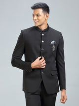 Timeless black jodhpuri blazer in luxurious terry rayon fabric