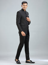 Timeless black jodhpuri suit in luxurious terry rayon fabric