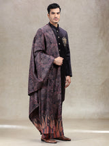 Timeless classsy wine sherwani in velvet with dupatta