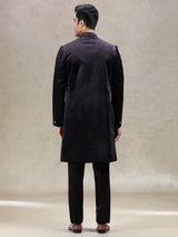 Timeless classsy wine sherwani in velvet with dupatta