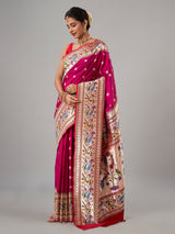 Magenta paithani silk saree for wedding