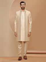 Traditional peach silk indowestern