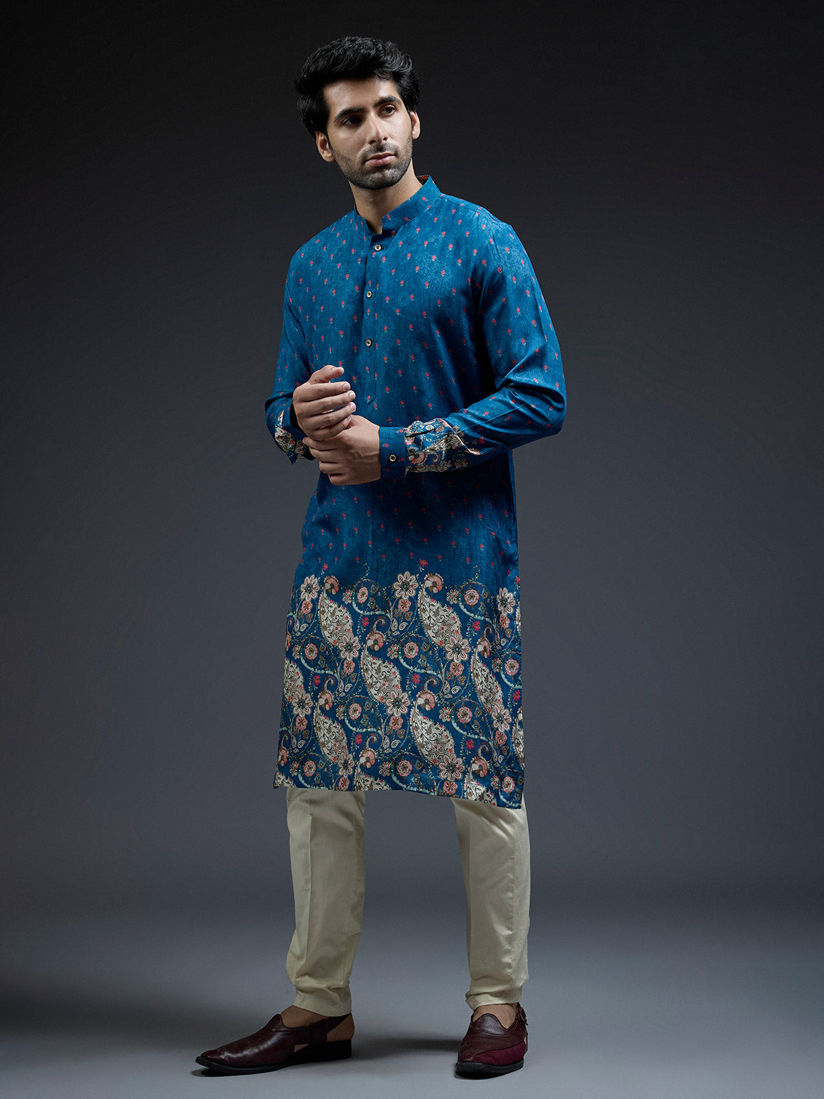 Trendy blue zarookha printed kurta suit