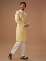 Trendy light yellow georgette kurta suit