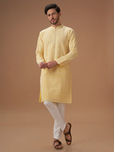 Trendy light yellow georgette kurta suit