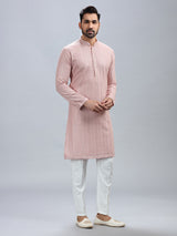 Unique onion pink georgette kurta set for men