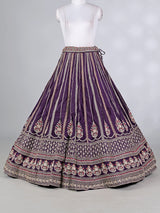 Violet raw silk lehenga choli with zardosi work