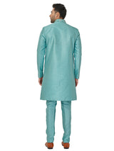Wedding sea green silk indowestern