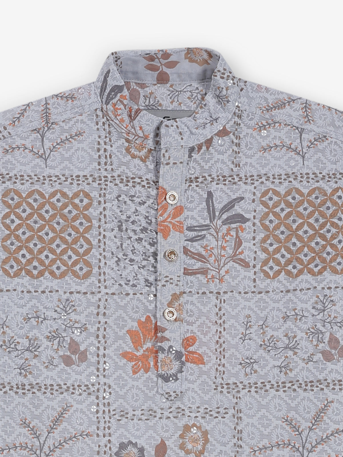 White cotton silk embroidery and sequins kurta
