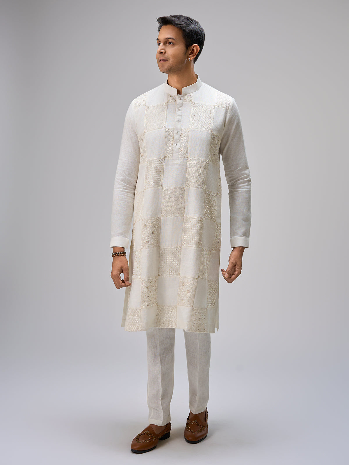White festive kurta pajama for men