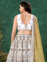 White georgette lehenga choli with embroidery