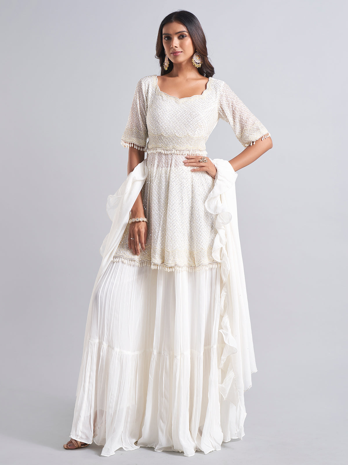 White georgette lehenga salwar suit