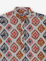 White printed cotton silk kurta for special occasions