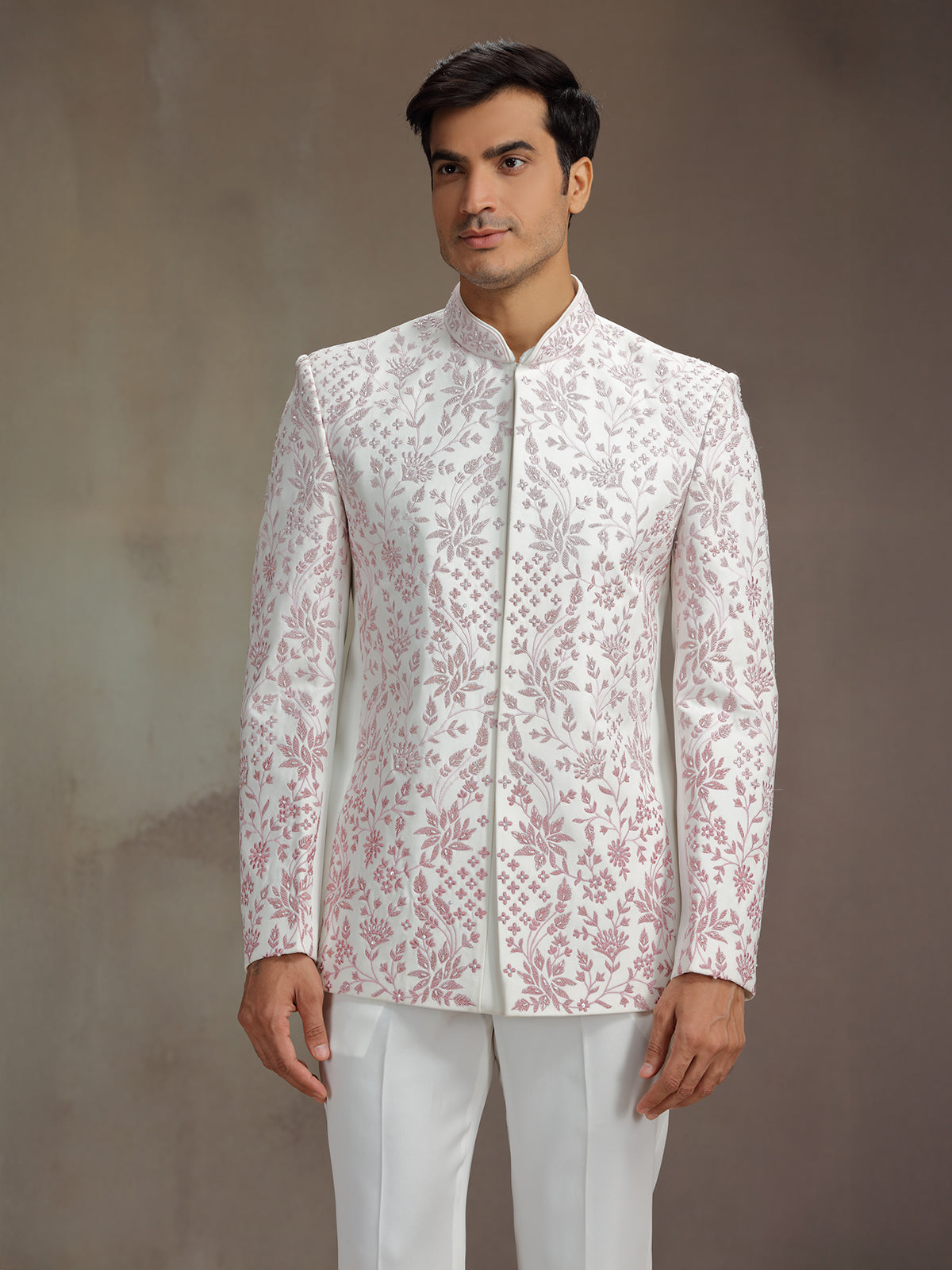 White rayon classic jodhpuri suit