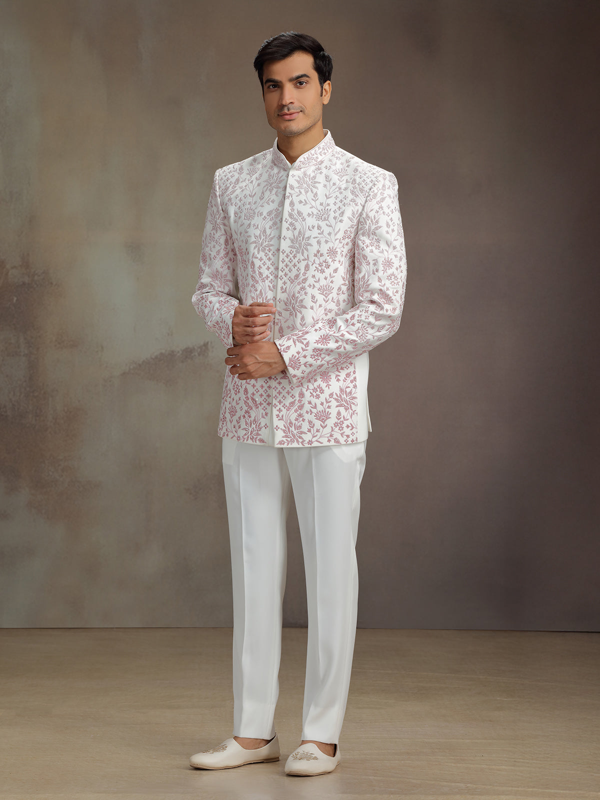 White rayon classic jodhpuri suit