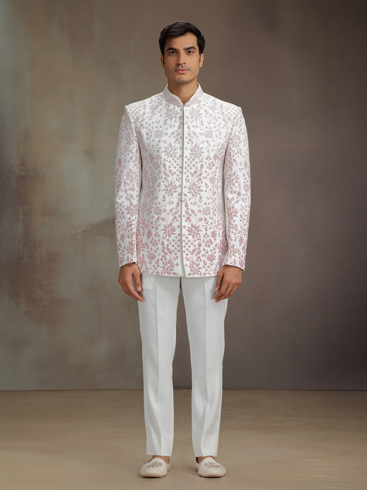 White rayon classic jodhpuri suit