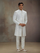White silk beaded indo western