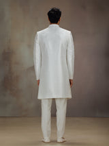White silk beaded indo western