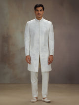 White silk beaded indo western