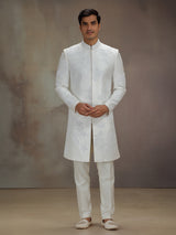 White silk beaded indo western