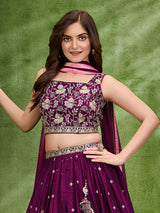 Wine elegance zari silk lehenga choli