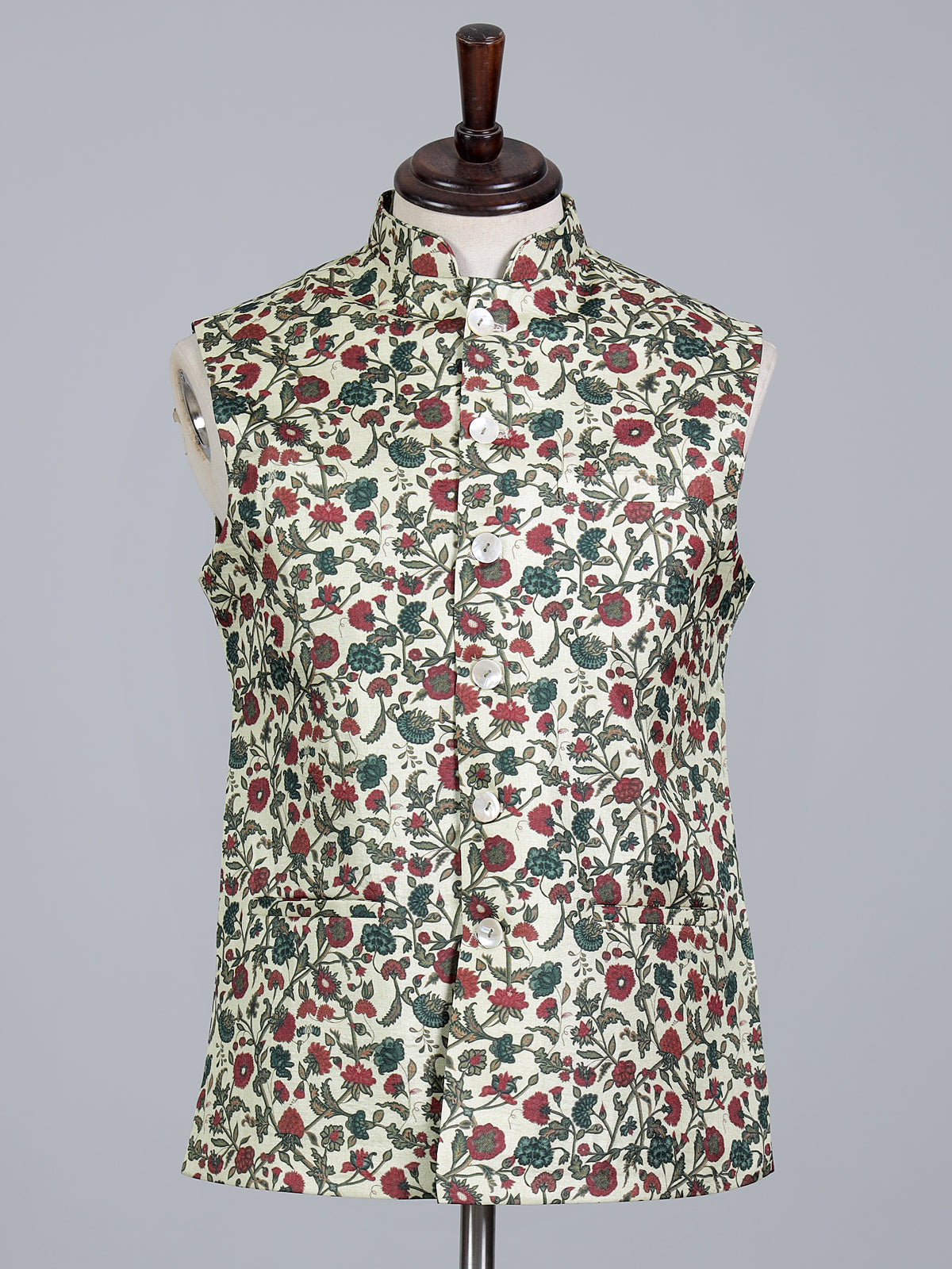 Wine silk printed wedding waistcoat