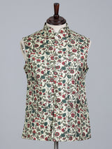 Wine silk printed wedding waistcoat