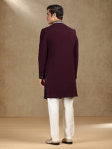 Wine terry rayon wedding wear indo western with dupatta