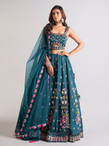 Wonderful green silk lehenga choli