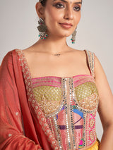 Yellow silk navratri wear chaniya choli with dupatta